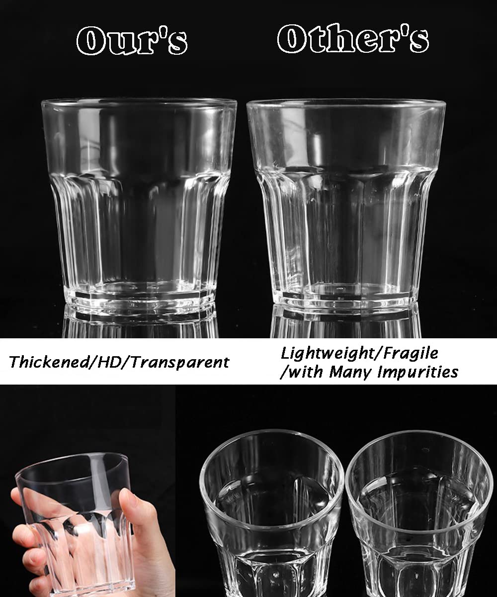 Clear Plastic Drinking Glasses, Acrylic Cups Reusable, Unbreakable Tumblers Set of 8, Drinkware Set Water Glasses for Kitchen Cocktail Picnic Party Juice Whiskey Wine, 8.5 OZ, BPA Free (Clear)