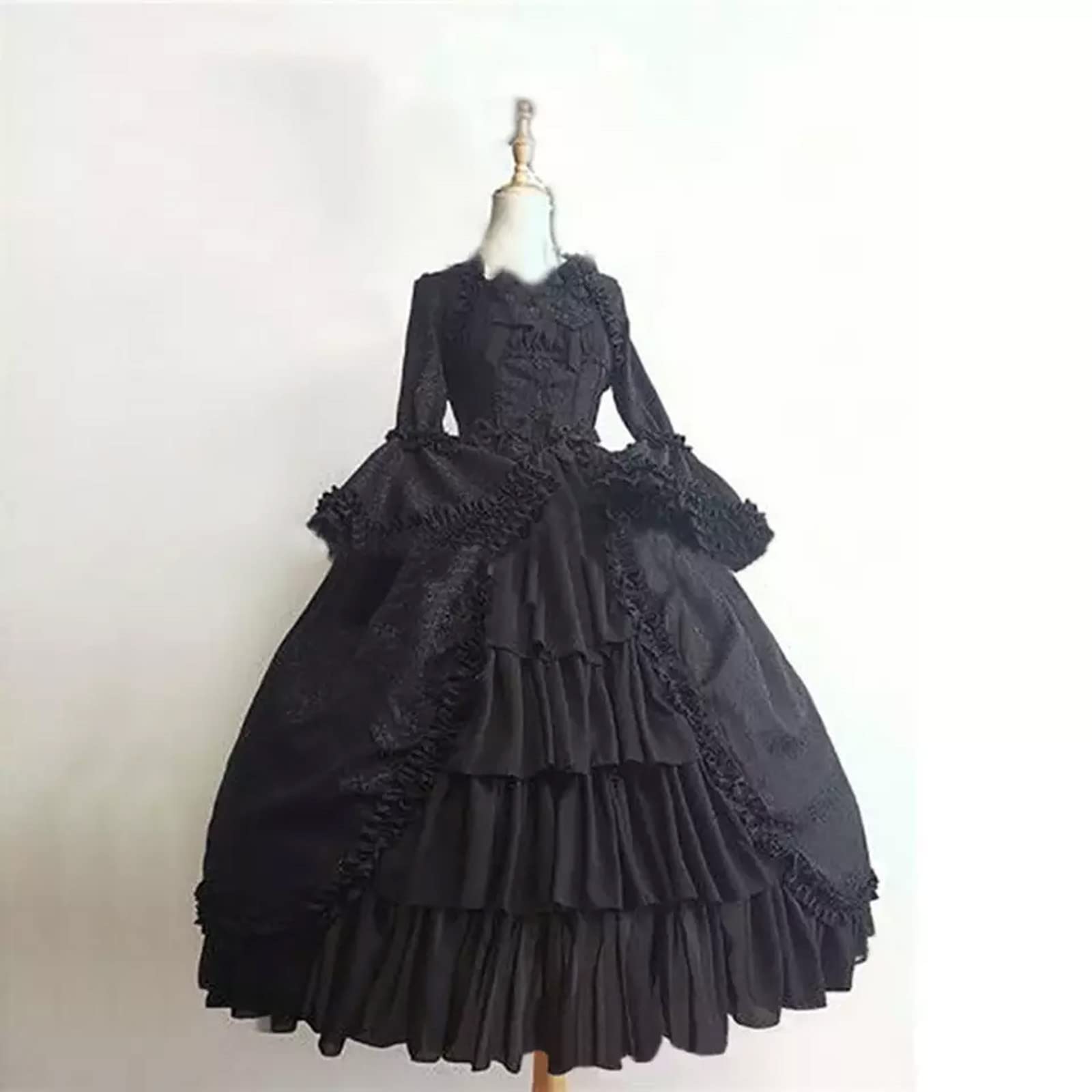 Reminisce Women - Gothic Lolita Dresses for Women Cute Vintage Princess Dress Irregular Bow Patchwork Dress Medieval Renaissance Dress, Katara Costume Black