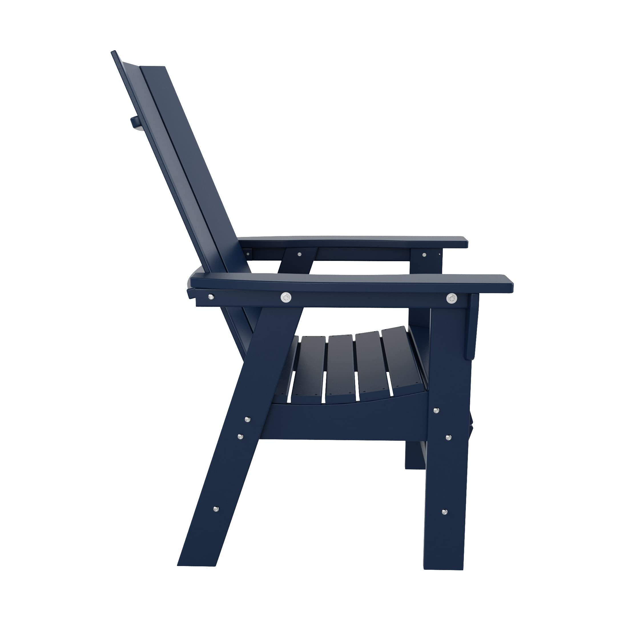 WestinTrends Ashore Outdoor Patio HDPE Plastic Modern Adirondack Dining Chair Navy Blue