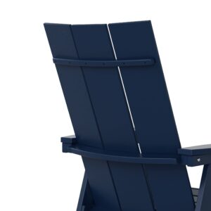 WestinTrends Ashore Outdoor Patio HDPE Plastic Modern Adirondack Dining Chair Navy Blue