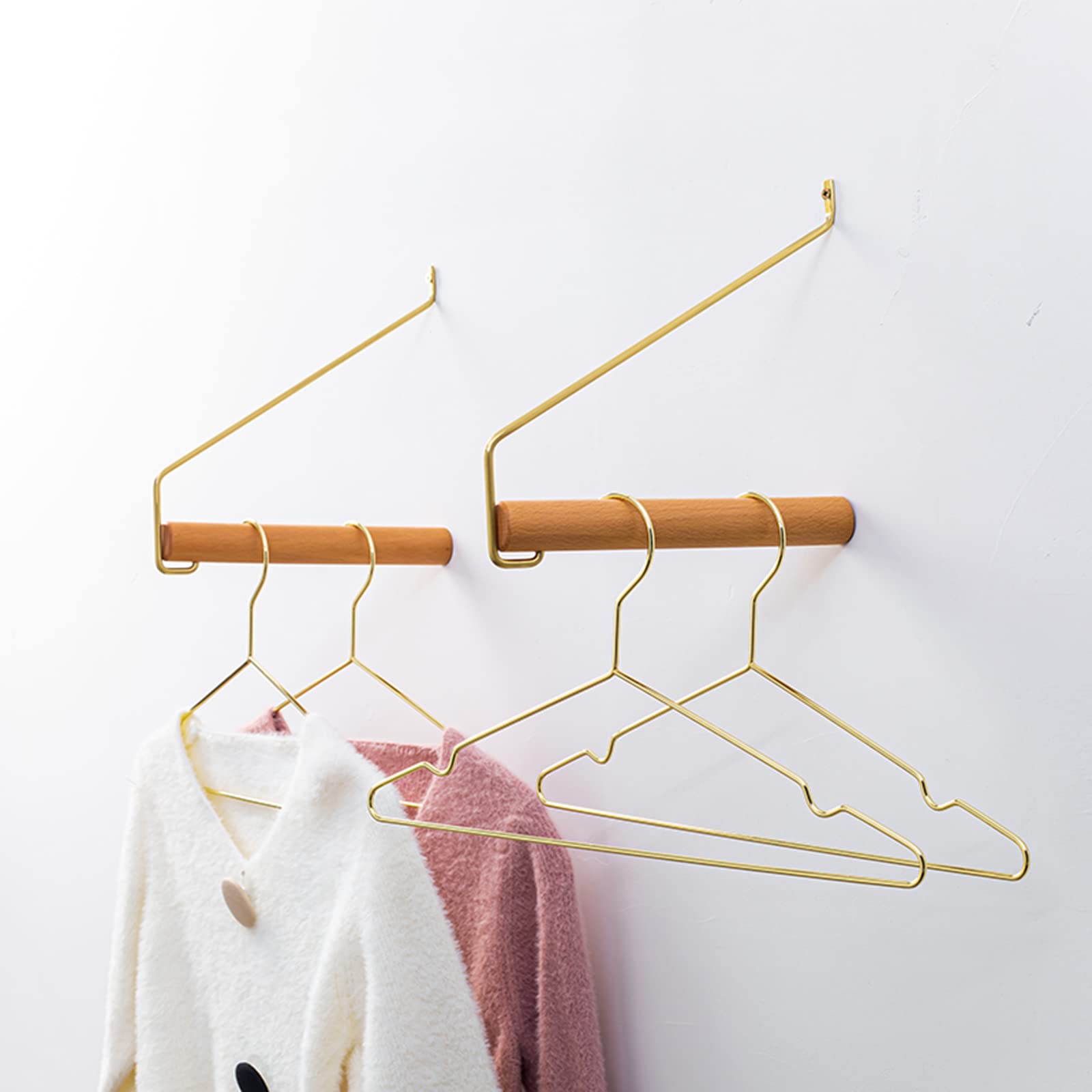 Tosnail 30 Pack 16.5" Stainless Steel Strong Wire Metal Hangers, Heavy Duty Clothes Hangers, Space Saving Closet Organizer - Gold