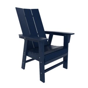 WestinTrends Ashore Outdoor Patio HDPE Plastic Modern Adirondack Dining Chair Navy Blue