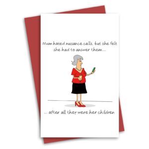 bftetyu funny mother's day greeting card for mom, birthday card with red envelope, 8 x 5.3 inches