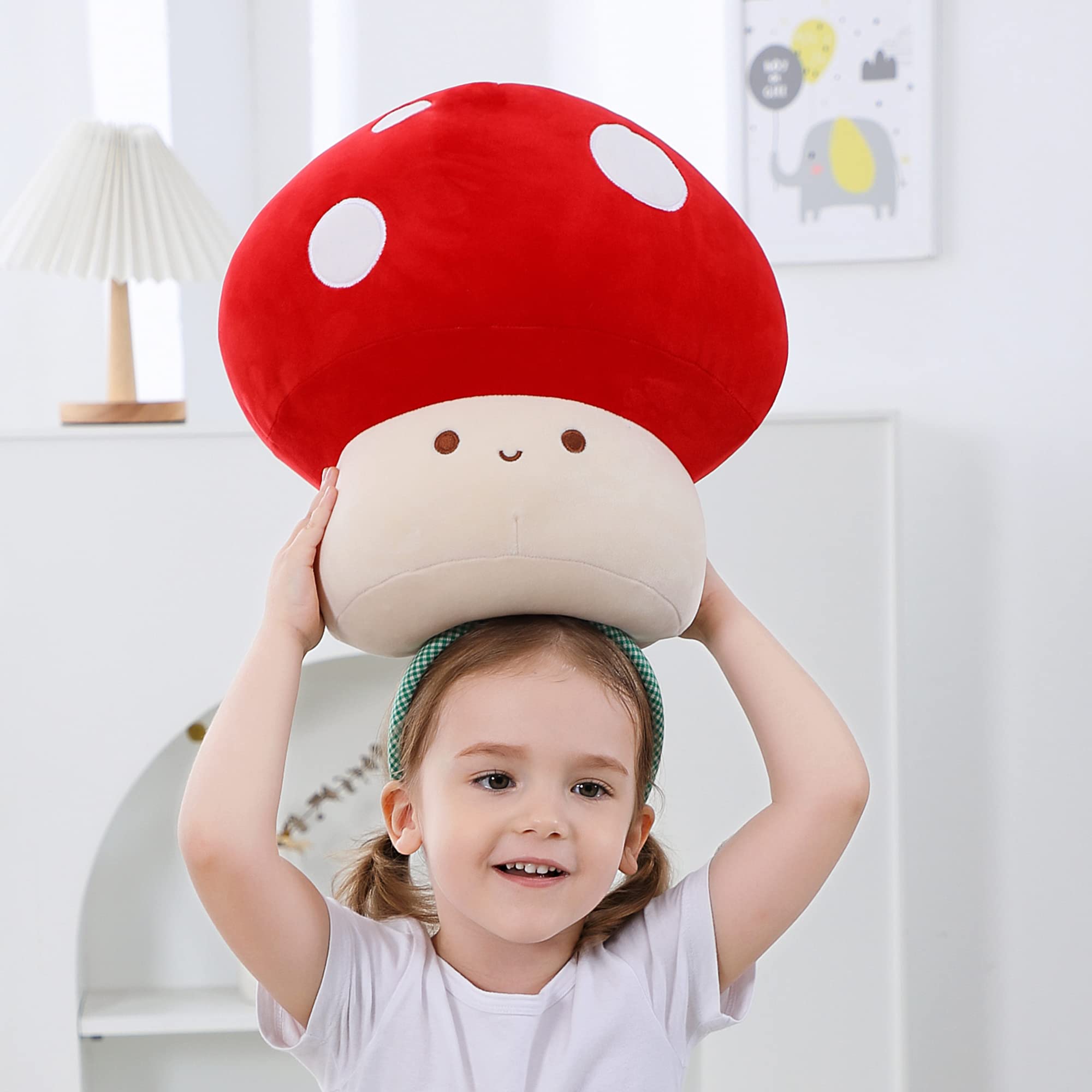 WeBingo Plush Mushroom Pillow, 12 Inch Cute Stuffed Mushroom, Plush Toy Room Decor Gift for Kids and Adults