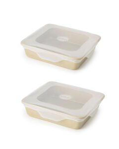 w&p reusable silicone stretch lid, brownie (8 x 8) set of 2, dishwasher safe, freezer safe, lfgb/premium silicone, microwave safe, clear