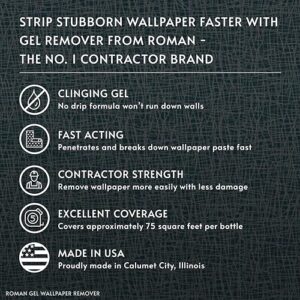 Roman Wallpaper Remover Gel Spray, Contractor Strength Wallpaper Stripper and Adhesive Remover, No Drip, Unscented, Non-Staining, Clear, PRO-458 (32 Ounce, 75 Sq. Ft.)