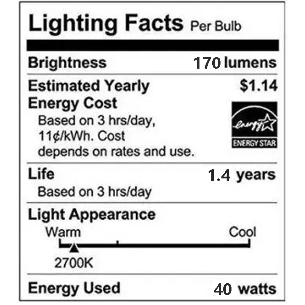 SCOMX 40W B11 Equivalent Energy Incandescent Torpedo Tip Chandelier with Crystal Clear Incandescent Light Bulbs Tip Light Bulb and Medium E26 Candelabra Base 10-Pack