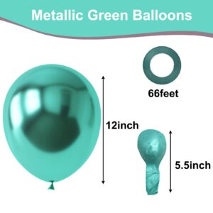 RUBFAC 65pcs Turquoise Balloons, Teal Balloons Metallic Green Latex Balloons, 12 Inches Helium Party Balloons with Ribbon for Wedding, Birthday, Graduation, Gender Reveal, Prom