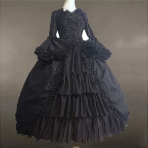 Reminisce Women - Gothic Lolita Dresses for Women Cute Vintage Princess Dress Irregular Bow Patchwork Dress Medieval Renaissance Dress, Katara Costume Black