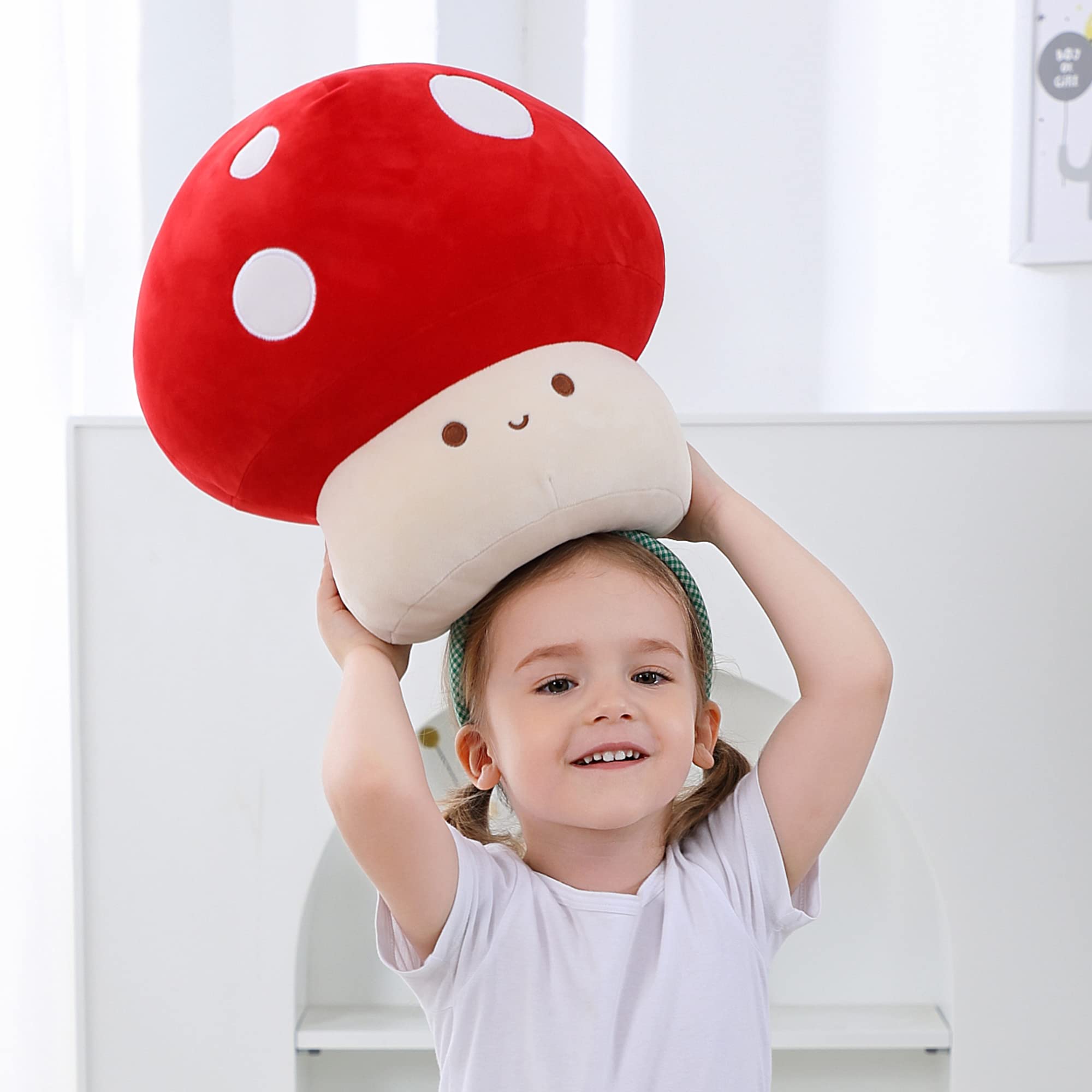 WeBingo Plush Mushroom Pillow, 12 Inch Cute Stuffed Mushroom, Plush Toy Room Decor Gift for Kids and Adults