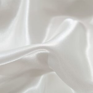 Herside Satin Duvet Cover Twin Size White Silk Like Satin Bedding Set Reversible White Light Khaki Pom Pom Fringed Silky Duvet Cover Boho Home Decor(White-Light Khaki, Twin)