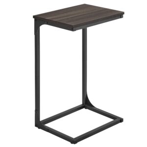 vasagle c-shaped end table, side table for sofa, couch table with metal frame, small tv tray table for living room, bedroom, chestnut brown and black