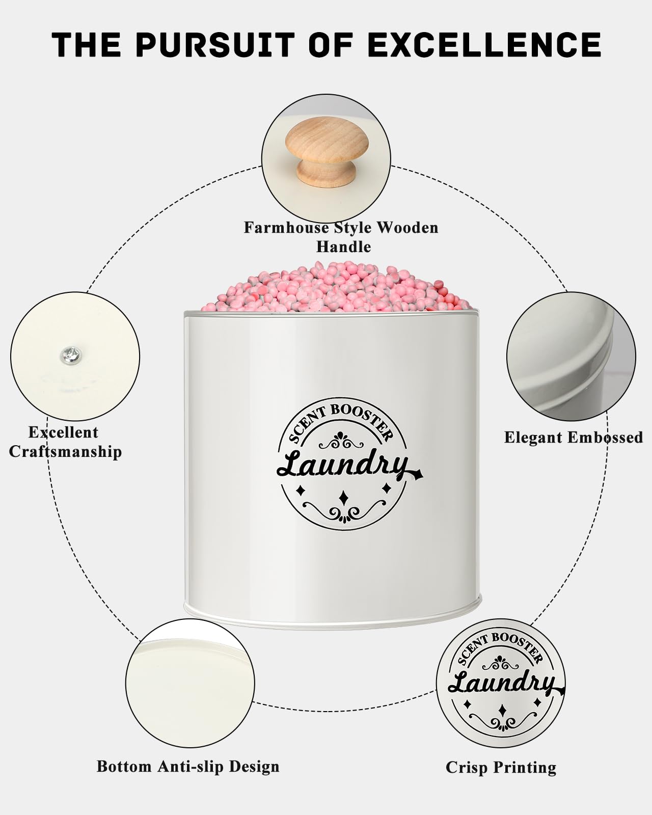 Laundry Scent Booster Beads Dispenser Container for Laundry Room Organization. Laundry Containers for Organizing. Metal Farmhouse Laundry Room Decor. Laundry Dispenser for Detergent, Powder (Cream)