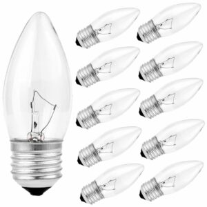 scomx 40w b11 equivalent energy incandescent torpedo tip chandelier with crystal clear incandescent light bulbs tip light bulb and medium e26 candelabra base 10-pack