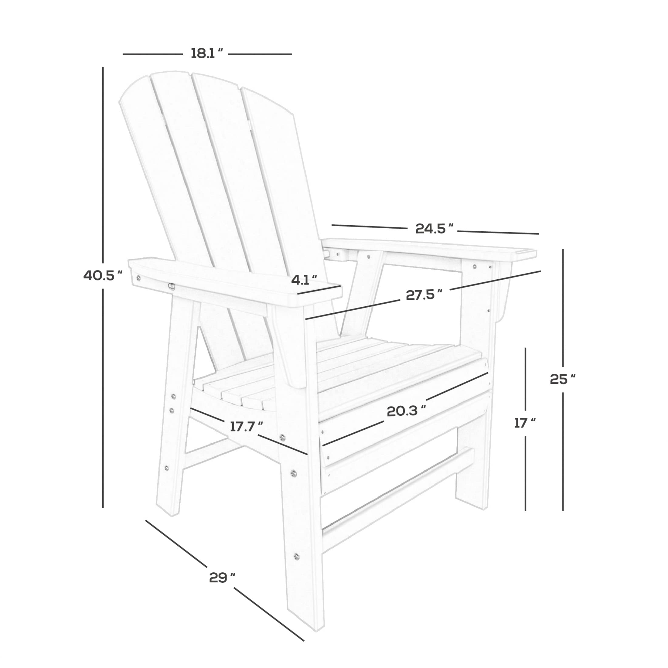 WestinTrends Malibu Malibu Outdoor Patio HDPE Plastic Adirondack Dining Chair Dark Green