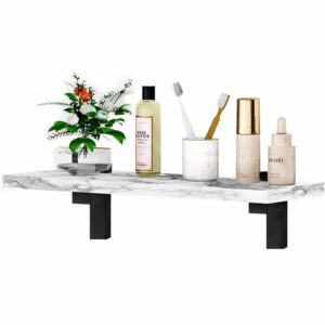 luant bathroom floating shelves, marble stone wall mount shelf organizer for home, wall decor,kitchen storage