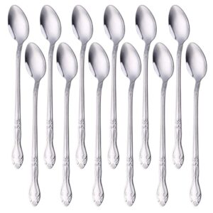 long iced teaspoon 8-inch cold drink stirring spoon, byegou 12 pcs stainless steel mixing spoons silverware flatware set