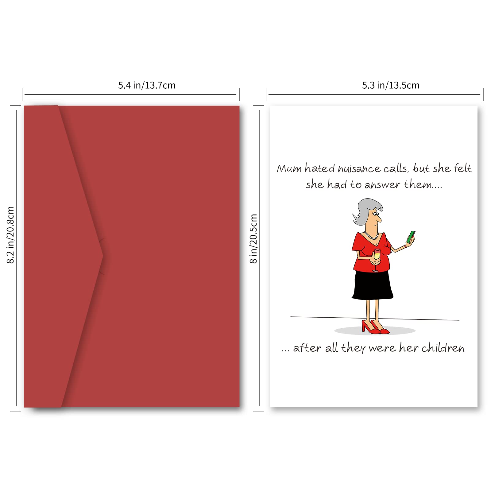 BFTETYU Funny Mother's Day Greeting Card for Mom, Birthday Card with Red Envelope, 8 x 5.3 inches