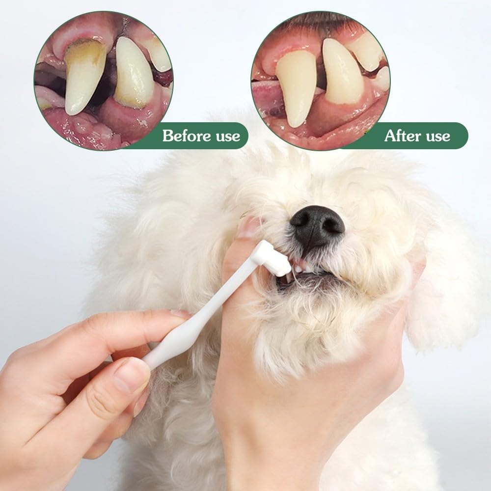 MiOYOOW 2PCS Dog Toothbrush, Pet Toothbrush with Ultra Soft Bristles for Sensitive Pet Teeth & Gums Puppy Kitten Cats Small Breed Dogs