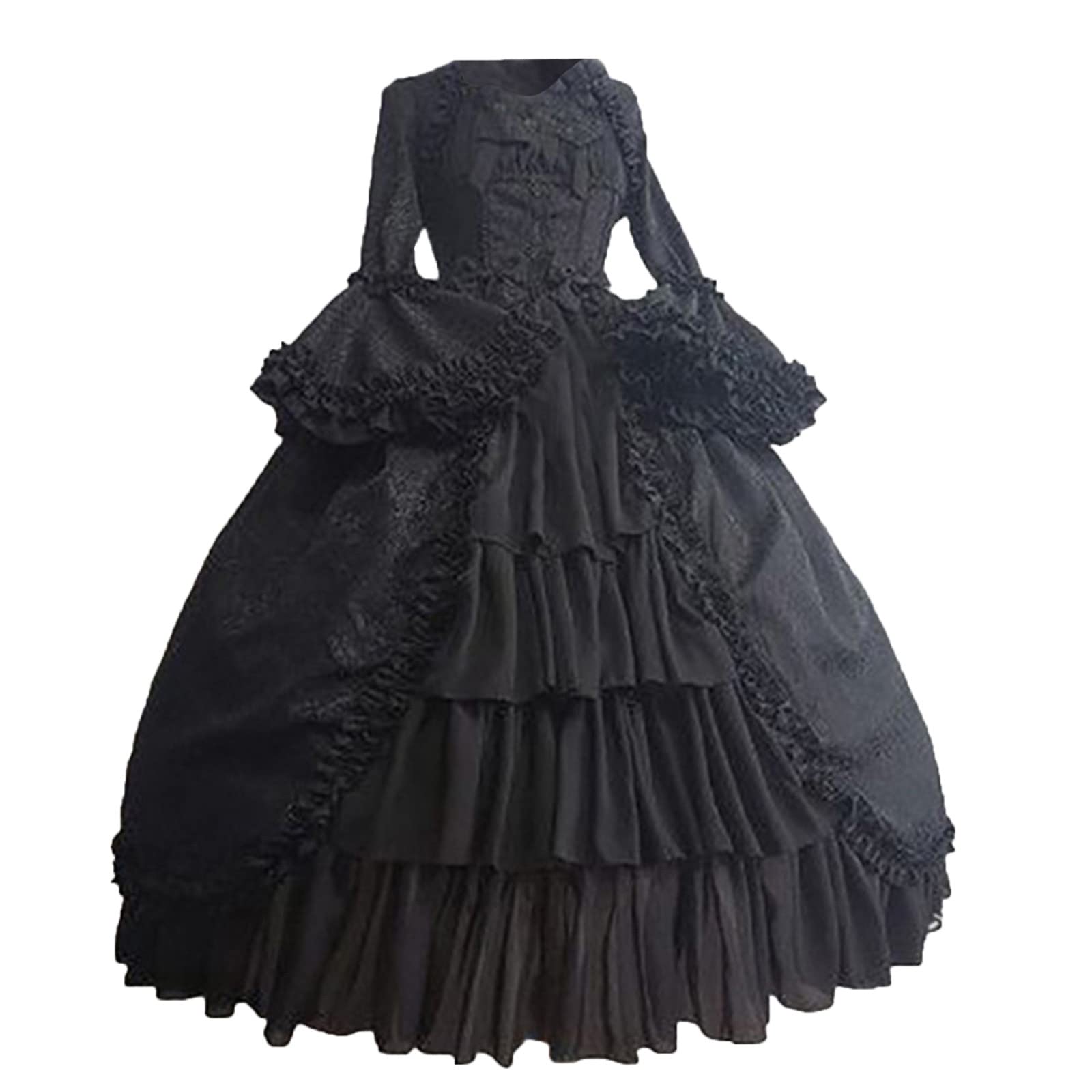 Reminisce Women - Gothic Lolita Dresses for Women Cute Vintage Princess Dress Irregular Bow Patchwork Dress Medieval Renaissance Dress, Katara Costume Black