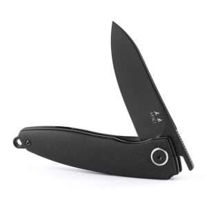 miki camping pocket folding japanese knife for edc, 2.72" blade small knife, handle with black pvd steel and g10, w/ d2 black pvd steel blade, camping outdoor for everyday carry