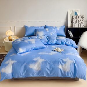 clothknow blue cloud full comforter set 3pcs blue white bedding comforter sets sky comforter soft light blue full size comforter sets