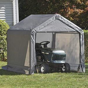 Quality Outdoor Shed-in-A-Box Portable Storage Shelter,Triple Layer, Heat Bonded, Ripstop Waterproof Polyethylene Cover, Premium Powder-Coated No Rust Frame, Sandstone (6'x6'x6', Gray)