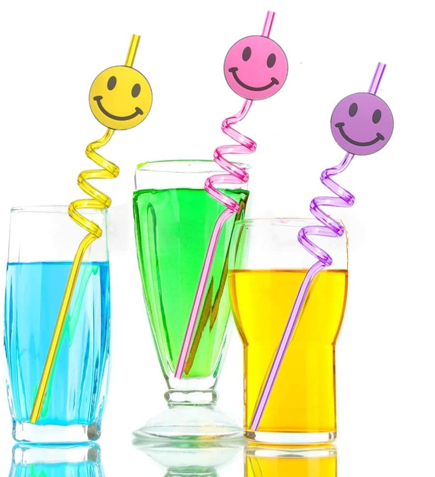 24 pcs Smile Party Decorations Straws One Happy Dude Birthday Party,Happy Pastel Party,Bachelorette Party,Baby Shower