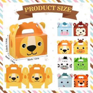 PerKoop 24 Pcs Safari Animal Party Favor Box Jungle Safari Animal Treat Box Gift Cute Zoo Animal Goodie Boxes Cardboard Candy Gift Box for Kids Girl Boy Baby Shower Jungle Theme Party Supplies