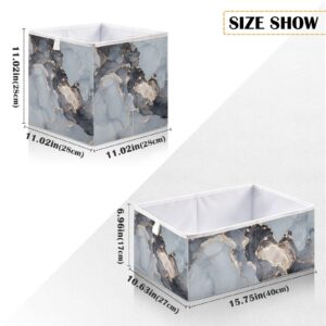 Grey Marble Fluid 2 Storage Bins Cubes Storage Baskets Fabric Foldable Collapsible Decorative Storage Bag with Handles for Shelf Closet Bedroom Home Gift 11" x 11" x 11"