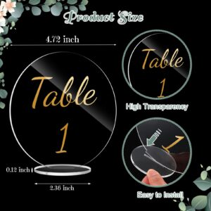 Sintuff 30 Pcs Acrylic Table Numbers Wedding Table Numbers with Stands Clear Table Numbers for Wedding Reception 4.72in Acrylic Wedding Signs 1 to 30 Acrylic Signs and Holders Display Stand (Gold)