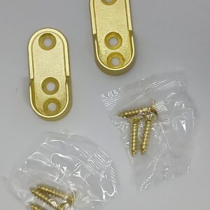 1 Pair Oval Wardrobe Rod Tube Open End Support Cap Flanges with Installation screws (Matte Brass)