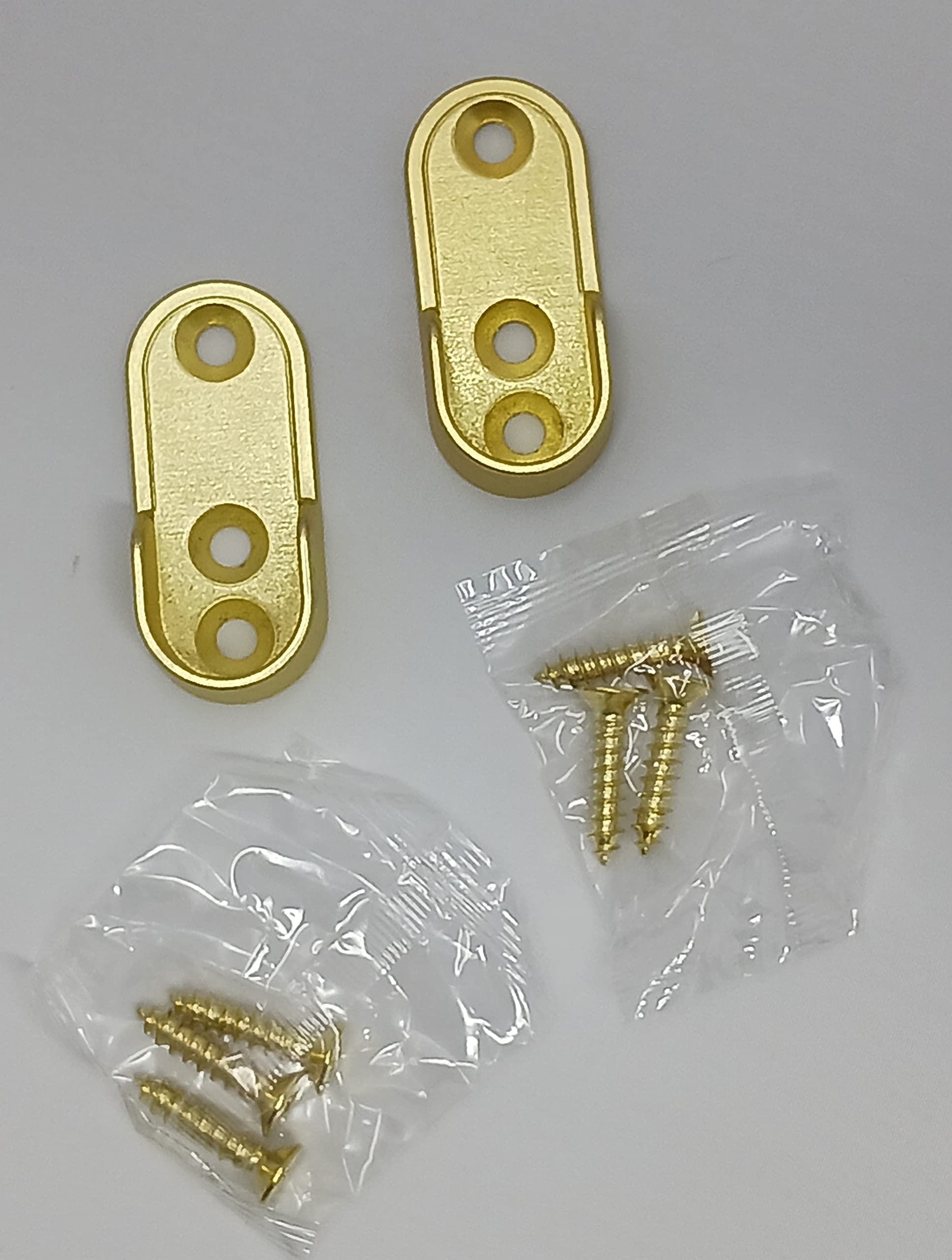 1 Pair Oval Wardrobe Rod Tube Open End Support Cap Flanges with Installation screws (Matte Brass)