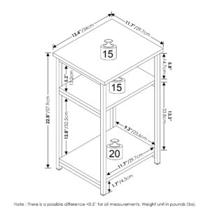 Furinno Just 3-Tier Metal Frame End Table with Storage Shelves, 1-Pack, Espresso