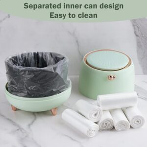 Cute Trash Can with Lid for Desk 0.4Gal/1.4L with Trash Bags180 Pcs Mini Garbage Can Decorative Wastebasket for Counter Top for Office Home (Green)