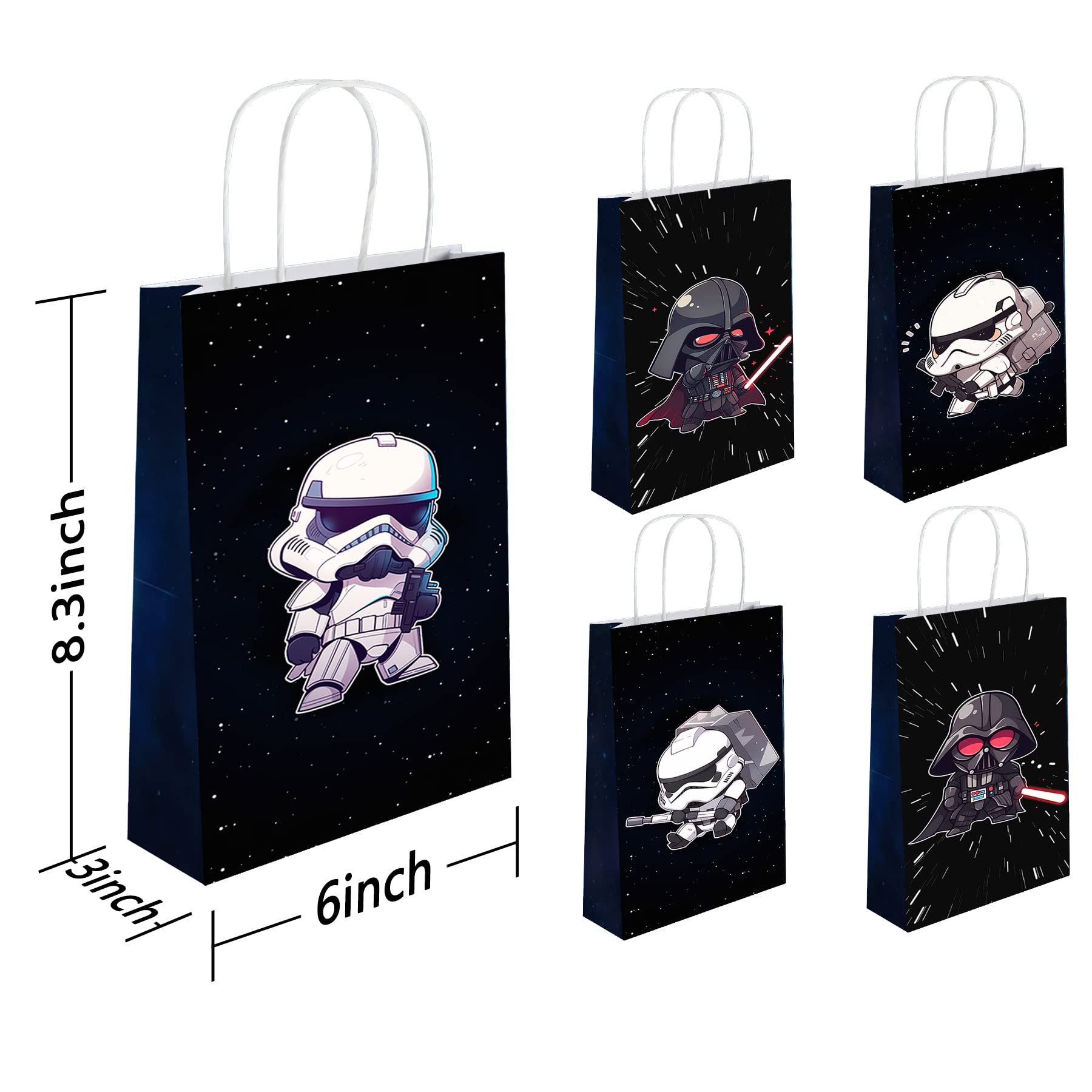 pepdhuk 16 Pcs Star Classic Wars Theme Birthday Party Mandalorian Decorations Gift Bags for Star Classic Wars Goodie Bags Party Supplies