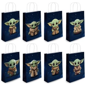 pepdhuk 24 pcs baby yoda theme birthday party mandalorian decorations gift bags for yoda goodie bags party supplies (24)