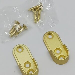 1 Pair Oval Wardrobe Rod Tube Open End Support Cap Flanges with Installation screws (Matte Brass)