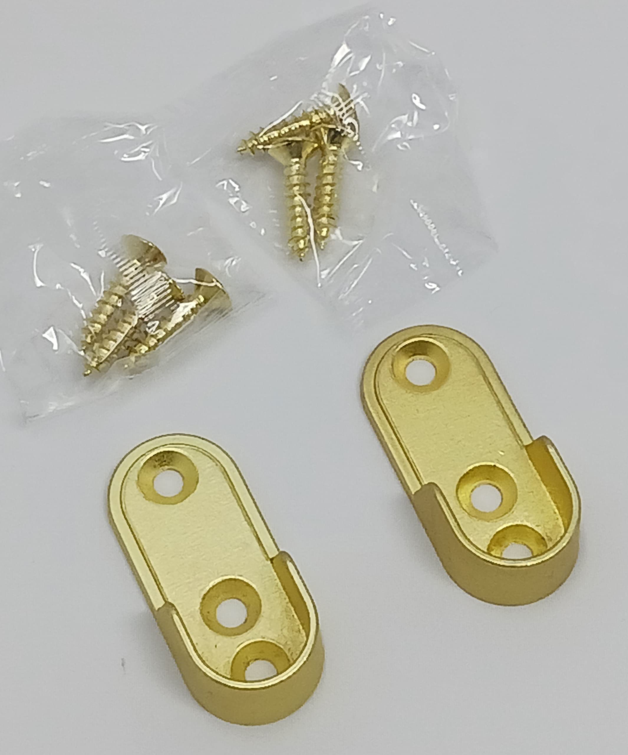 1 Pair Oval Wardrobe Rod Tube Open End Support Cap Flanges with Installation screws (Matte Brass)