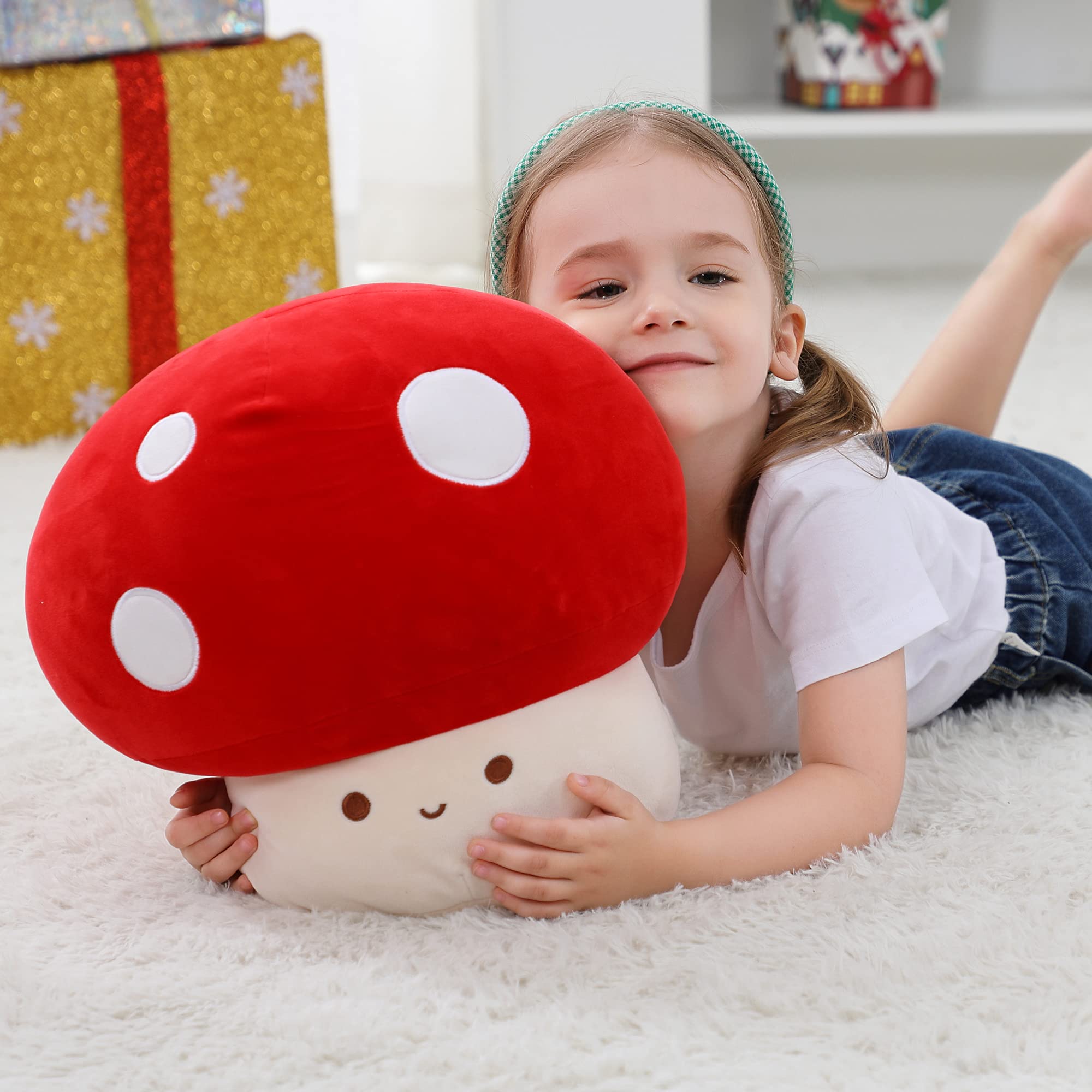 WeBingo Plush Mushroom Pillow, 12 Inch Cute Stuffed Mushroom, Plush Toy Room Decor Gift for Kids and Adults