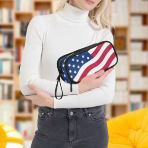 BOENLE USA American Flag Pencil Case Box Boys Girls Large Pencil Pouch Zipper Compartments Big Capacity Stationery Pen Bag Organizer for Kids Teens Adults School