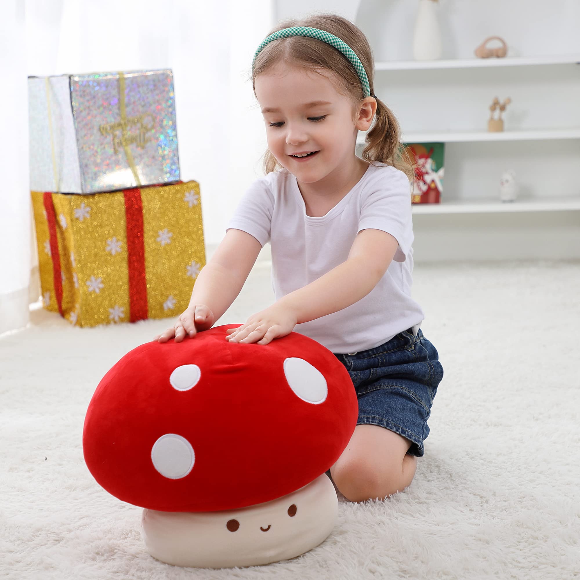 WeBingo Plush Mushroom Pillow, 12 Inch Cute Stuffed Mushroom, Plush Toy Room Decor Gift for Kids and Adults