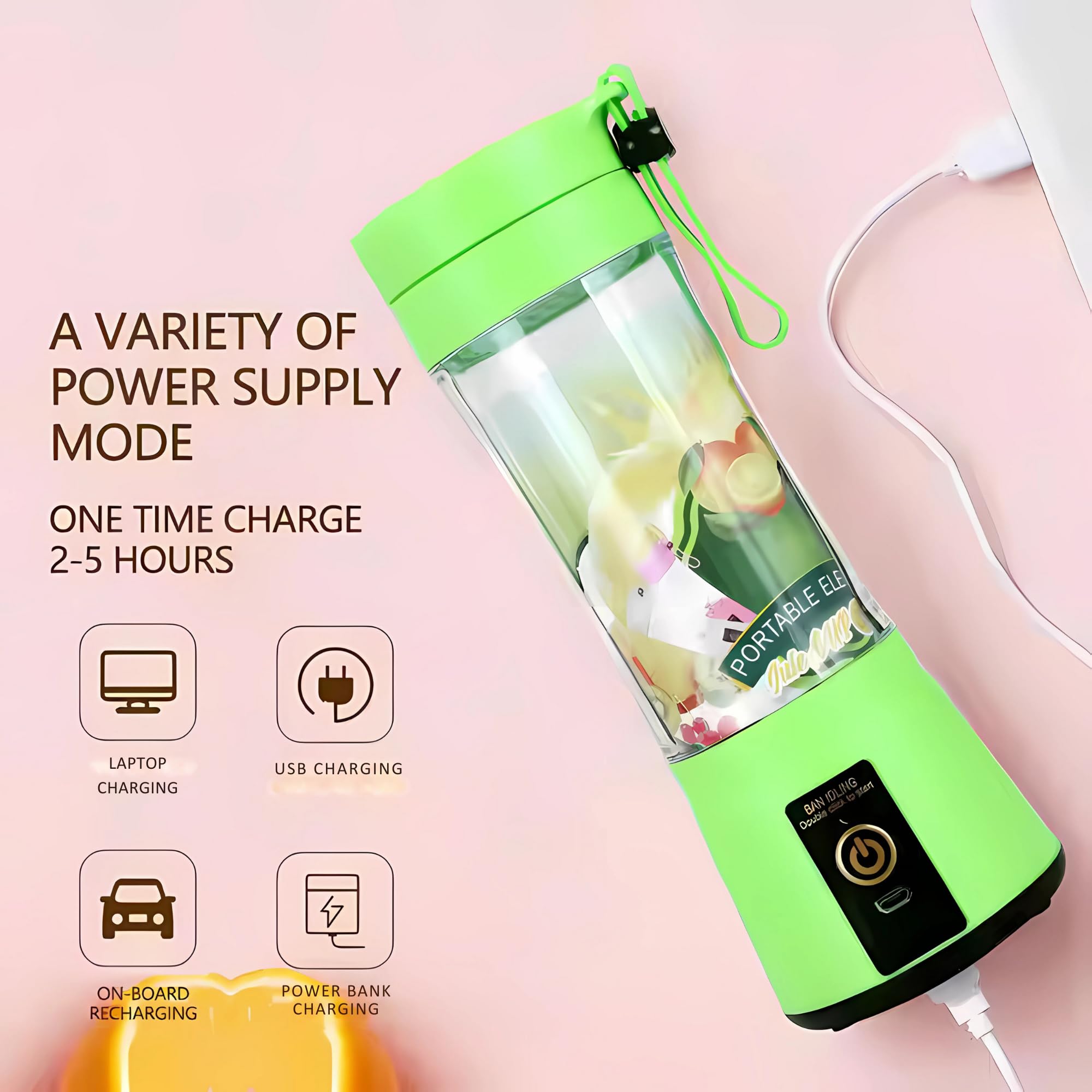 ASTHAN - Compact, Travel Size, USB Rechargeable 12 Oz Portable Handheld Blender with Powerful Motor: Perfect for Smoothies, Shakes, Fruit/Veggie Juicer & Baby Food