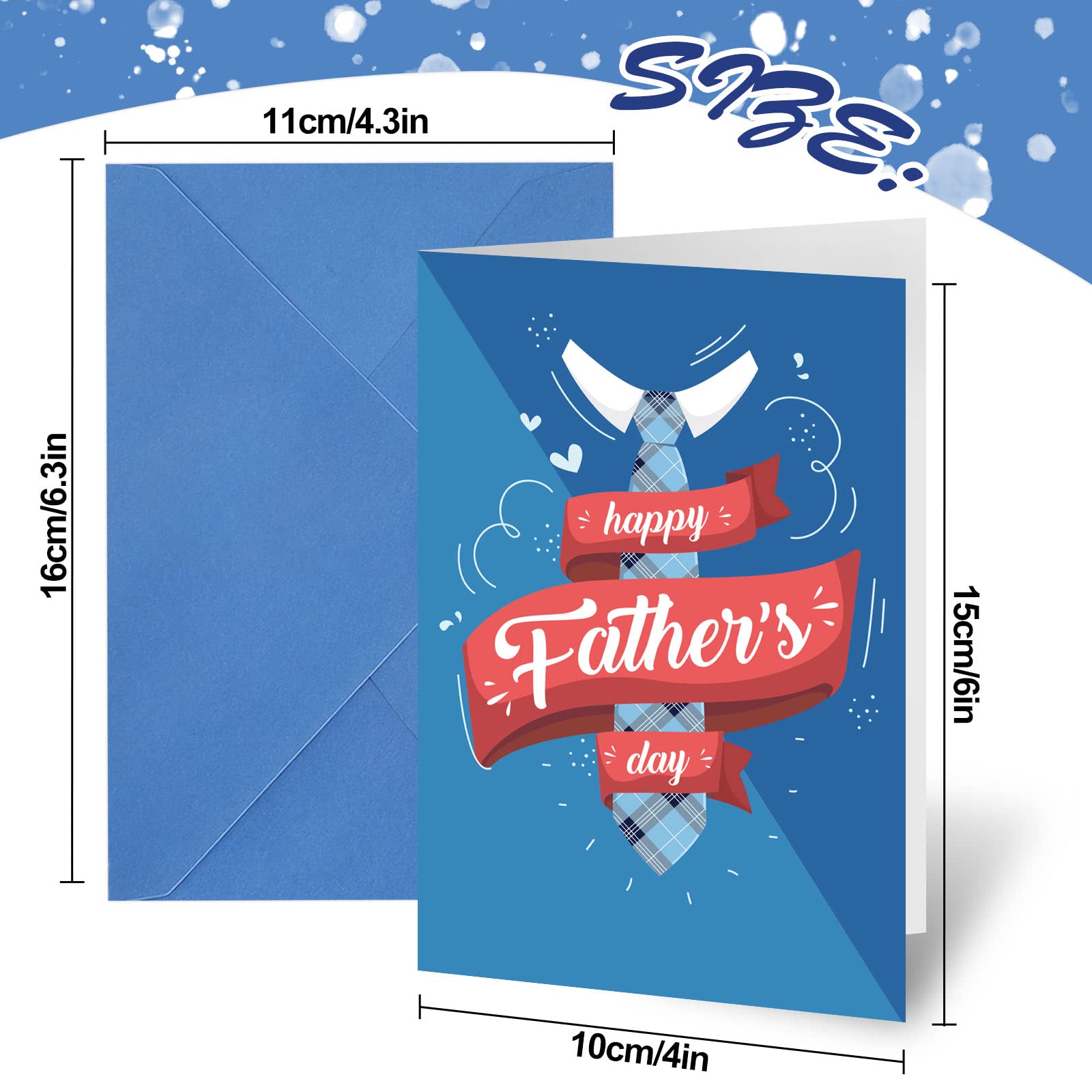 Whaline 24 Pack Father's Day Greeting Cards Happy Father's Day Note Cards with Blue Envelopes & Stickers I Love Dad Gift Blank Cards for Father's Day Birthday Party Supplies, 4 x 6 Inch, 6 Design