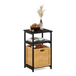 Furinno Just 3-Tier Metal Frame End Table with Storage Shelves, 1-Pack, Espresso