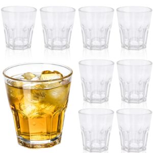 clear plastic drinking glasses, acrylic cups reusable, unbreakable tumblers set of 8, drinkware set water glasses for kitchen cocktail picnic party juice whiskey wine, 8.5 oz, bpa free (clear)