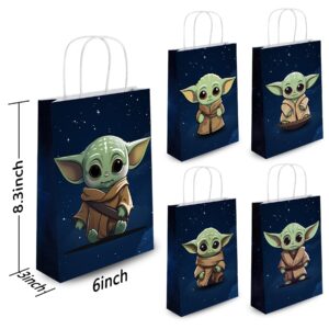 pepdhuk 24 Pcs baby yoda Theme Birthday Party Mandalorian Decorations Gift Bags for yoda Goodie Bags Party Supplies (24)