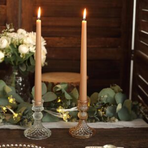 Tableclothsfactory 10" Tall Premium Quality Dripless Unscented Beige Taper Candles Wedding Dinner Candles for Wedding Decoration Set of 12