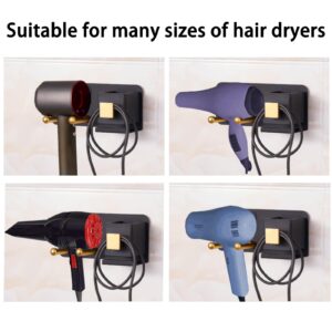 Hair Dryer Holder, Hair Dryer Holder Wall Mounted No Drilling Adhesive, Self Adhesive Hair Tool Organizer Storage Blow Dryer Holder, Bathroom Organizer, Hair Tool Toothbrush Shaver Organizer-Black