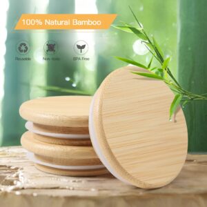 SBMKK Bamboo Lids for Mason Jars Regular Mouth, 2.8inch /70mm Natural Decorative Wood Mason Jar Lids for Storage (regular mouth 6X)